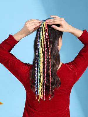 Multicolored handmade rainbow hair braids 2