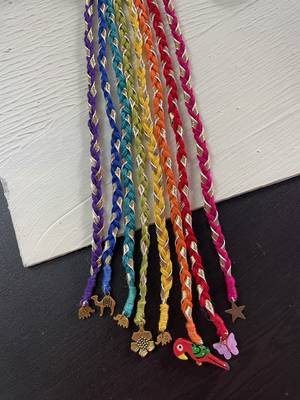 Multicolored handmade rainbow hair braids 3