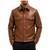 Men brown leather biker jacket real lambskin buttoned leather shirt