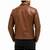 Men brown leather biker jacket real lambskin buttoned leather shirt