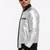 Men's silver leather biker jacket fashion outerwear flight bomber jacket