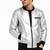 Men's silver leather biker jacket fashion outerwear flight bomber jacket