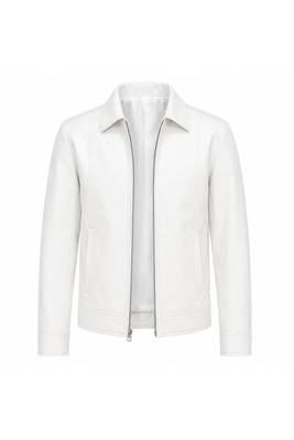 Men's white leather biker jacket modern fit casual style leather jacket 1