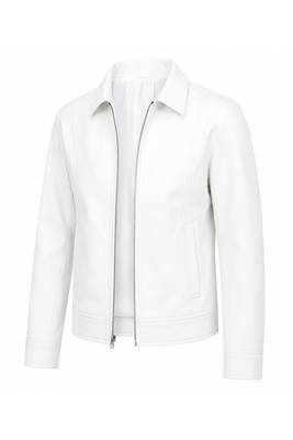 Men's white leather biker jacket modern fit casual style leather jacket 2