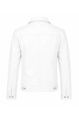 Men's white leather biker jacket modern fit casual style leather jacket 3