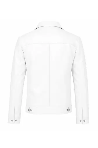 Men's white leather biker jacket modern fit casual style leather jacket