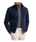 Men's navy blue suede lambskin leather biker jacket handcrafted