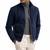 Men's navy blue suede lambskin leather biker jacket handcrafted