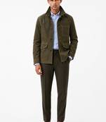 Men olive green suede leather coat handcrafted buttoned coat jacket