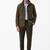 Men olive green suede leather coat handcrafted buttoned coat jacket