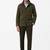 Men olive green suede leather coat handcrafted buttoned coat jacket