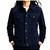 Men navy blue suede leather jacket handcrafted buttoned trucker jacket