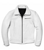 Men white leather biker jacket lambskin motorcycle style casual jacket