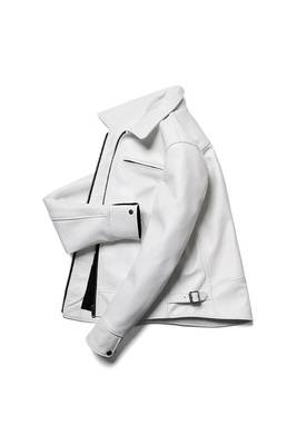 Men white leather biker jacket lambskin motorcycle style casual jacket 3