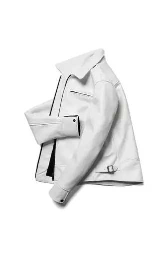 Men white leather biker jacket lambskin motorcycle style casual jacket