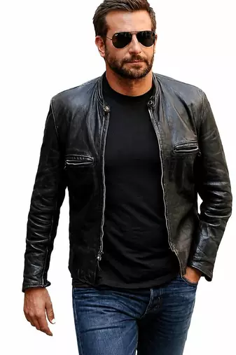 Men's black leather jacket minimal design real lambskin biker jackets