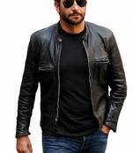 Men's black leather jacket minimal design real lambskin biker jackets