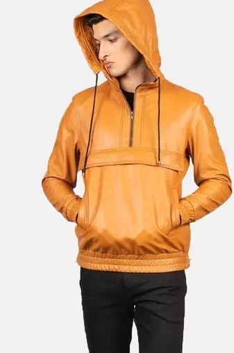 Yellow leather jacket premium quality men lambskin hoodies jacket