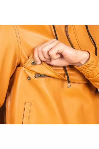 Yellow leather jacket premium quality men lambskin hoodies jacket
