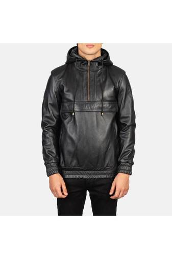 Men black leather jacket premium quality real lambskin hoodies jacket