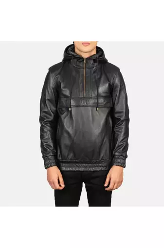 Men black leather jacket premium quality real lambskin hoodies jacket