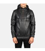 Men black leather jacket premium quality real lambskin hoodies jacket