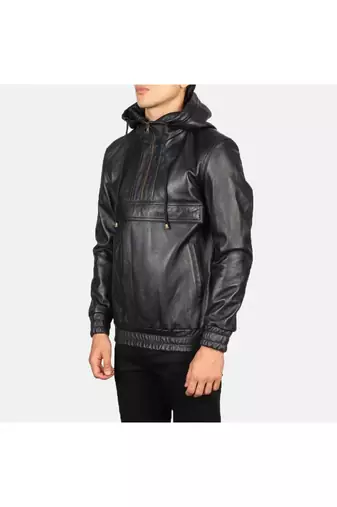Men black leather jacket premium quality real lambskin hoodies jacket