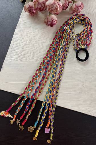 Multicolored handmade hair braids
