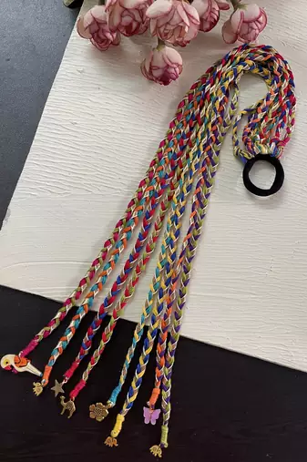 Multicolored handmade hair braids
