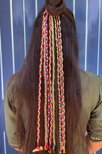 Multicolored handmade hair braids