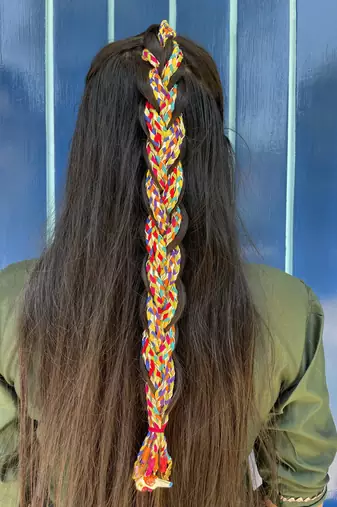 Multicolored handmade hair braids
