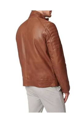 Men's brown leather biker jacket iconic look real lambskin jacket 4