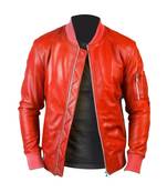 Men's red leather biker jacket daily wear stylish bomber biker jacket