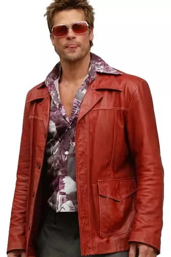 Men's red leather biker jacket daily wear stylish buttoned coat jacket