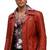 Men's red leather biker jacket daily wear stylish buttoned coat jacket