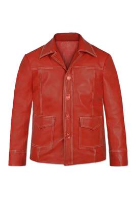 Men's red leather biker jacket daily wear stylish buttoned coat jacket 2