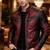 Men's red & black leather jacket classic design moto biker jacket