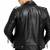 Men's black leather quilted biker jacket fashion outerwear