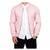 Men's baby pink lambskin leather bomber ribbed jacket