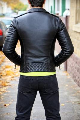Black biker leather moto street style lambskin quilted jacket 3