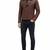 Men's brown leather moto zipper pocket jacket timeless style