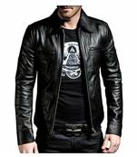 Men's biker leather black moto jacket casual lambskin style