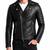 Men's quilted black leather premium quality biker jacket