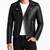Men's quilted black leather premium quality biker jacket