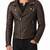 Men's brown leather moto jacket smart casual quilted jacket