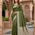 Green soft silk blend saree with zari weaving meenakari design