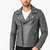 Men's grey quilted leather biker jacket iconic look lambskin