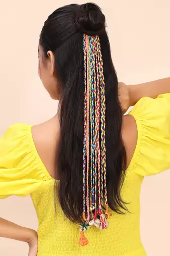 Multicolored handmade boho hairbraids