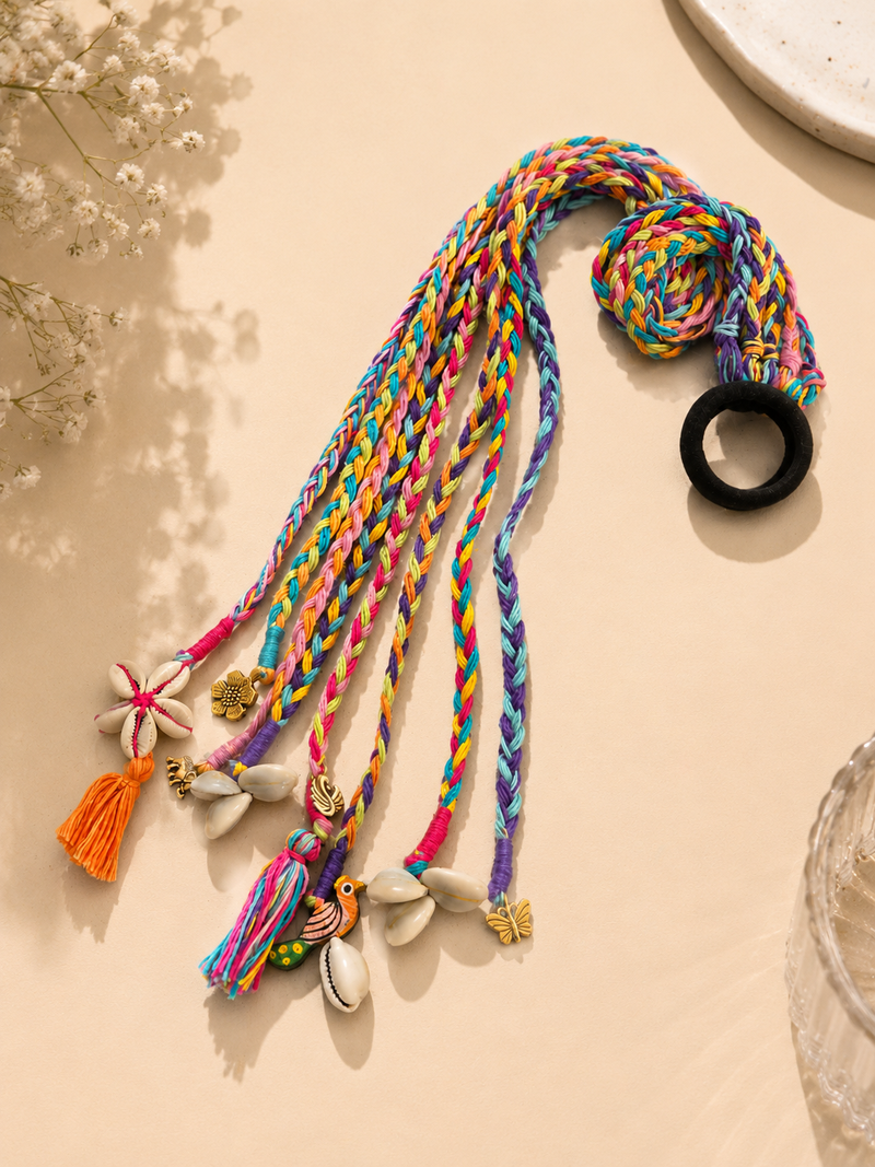 Multicolored handmade boho hairbraids