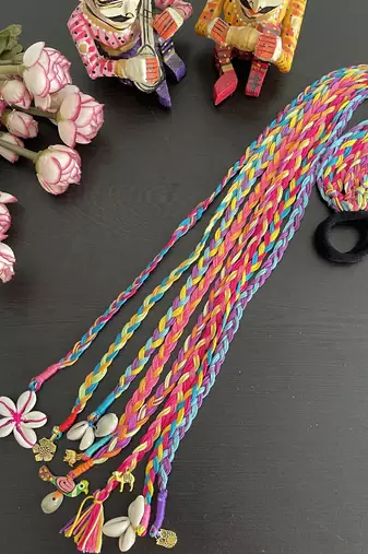 Multicolored handmade boho hairbraids
